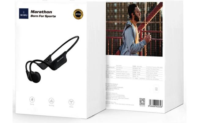WIWU Marathon MA1 Wireless Bone Conduction Headphone, 5 Hours Music Time, Bluetooth 5.0, 10m Transmission Distance - Black